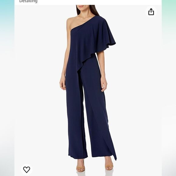 Marina Women's One Shoulder Jumpsuit with Cascade Ruffle details size 14 - Picture 1 of 2